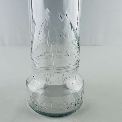 Red Lobster Lighthouse Embossed Tall Drinking Glass 7.5” 16 oz Heavy Clear