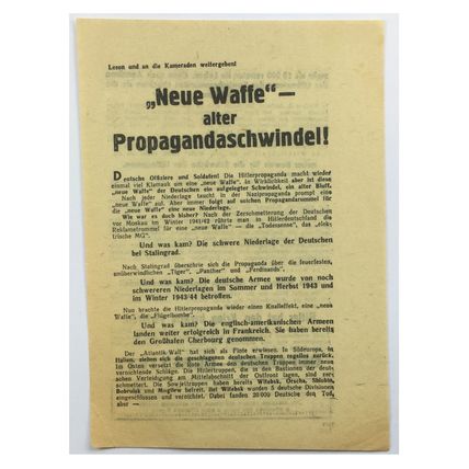 Original WW2 Russian/Soviet Air Drop Propaganda Leaflet. - Code 3068. - 1944.