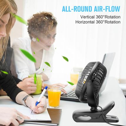 BESKAR Small Clip on Fan, 3 Speeds USB Fans with Strong Airflow, Clip & Desk Fan