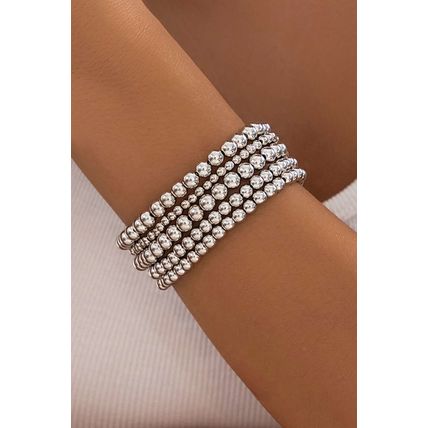 Silvery 5pcs/set Beaded Bracelet Set