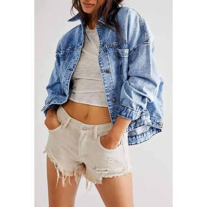 Light Blue Washed Oversize Pocketed Denim Jacket