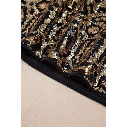 Brown Sequined Leopard Print Disco Mini Skirt