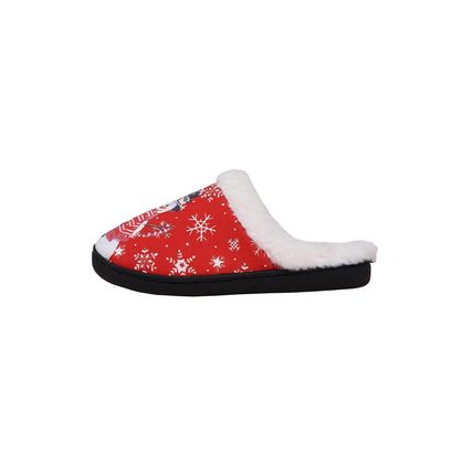 Fiery Red Christmas Snowman Print Plush Home Slippers