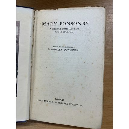 1927 1ST EDITION "MARY PONSONBY" by MAGDALEN PONSONBY BIOGRAPHY HB BOOK (P4)