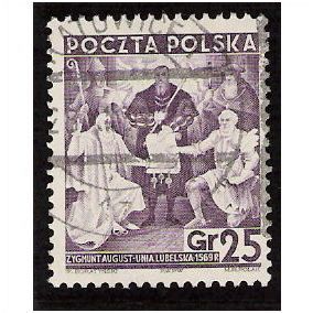 Mi 335: 25 gr brownish violet: 20th Anniv. of Independence: Sigismund August.