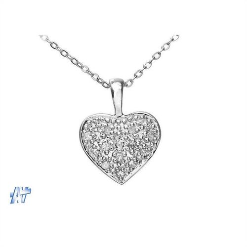 9ct White Gold Pave Set Diamond Heart Pendant + Chain of 46cm BNIB (RARE)