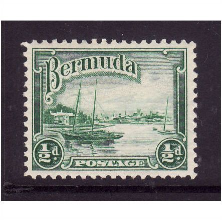 BERMUDA 1936 1/2d GREEN RED HOLE PAGET SG 98 M / MINT#3