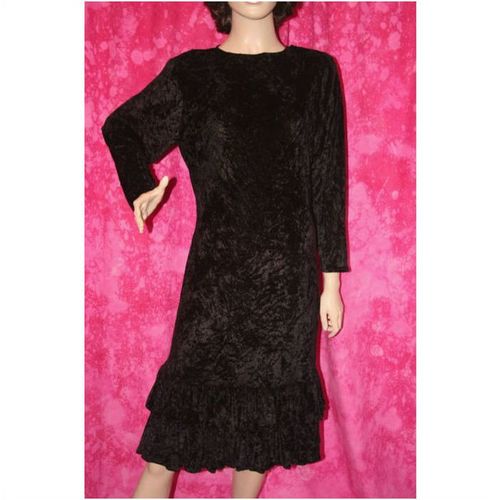 Mary Quant Vintage 1980 Designer Black Velvet Dress Size 14 New without Tag