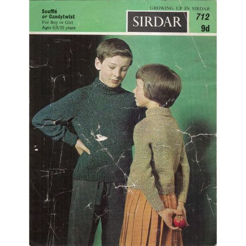 BOY, GIRL SWEATER knitting pattern by Sirdar no 712 vintage 6/8/10 YEARS
