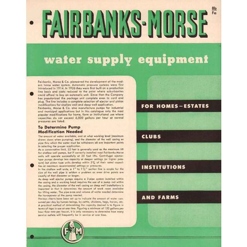 fairbanks-morse company 1956 water supply equipment vintage catalog