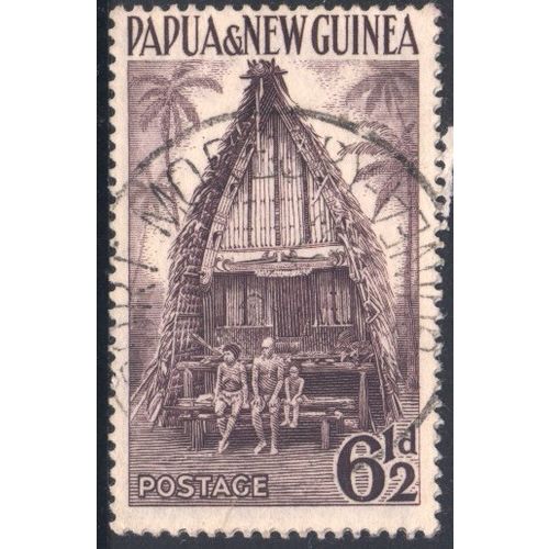 Papua New Guinea 1952 - SG7 - 6½d purple - Kiriwina Chief House - used