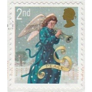 2007 Christmas (2) 2nd Value. Angel Playing Trumpet. (Peace). Fine Used On Piece