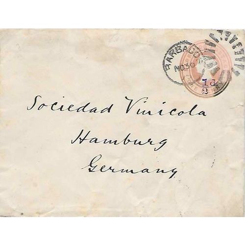 Barbados Postal Sta. Overprinted 1895 to Germany
