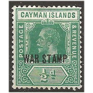 Cayman Islands 1919 SG57 1/2d Green WAR STAMP Mounted Mint . .. .