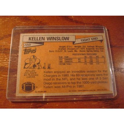1981 Topps, KELLEN WINSLOW Rc, Chargers, #150