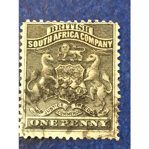 British South Africa Rhodesia QV 1892 1p Black Used SG 1 stamp postage victoria