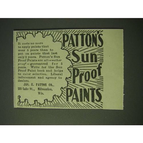 1900 Patton's Sun Proof Paints Ad