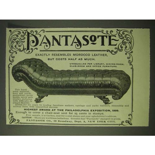 1900 Pantasote Co. Ad - Pantasote Exactly resembles morocco leather