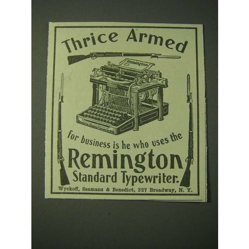 1900 Remington Standard Typewriter Ad - Thrice Armed for business