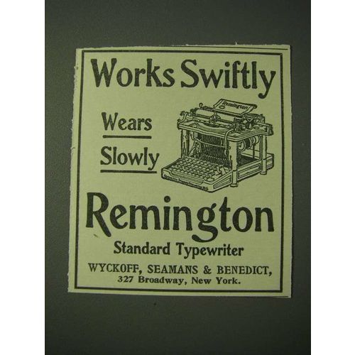 1900 Remington Standard Typewriter Ad - Works Swiftly Wears Slowly