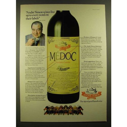 1978 Andre Simon Medoc Wine Ad - John Arlott