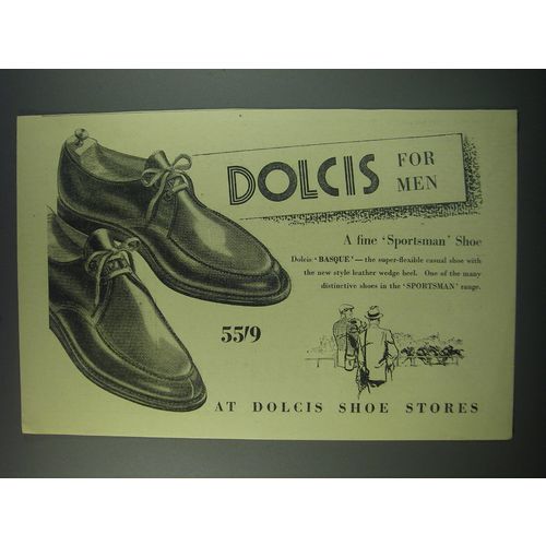 1949 Dolcis Basque Shoes Ad - Dolcis for Men