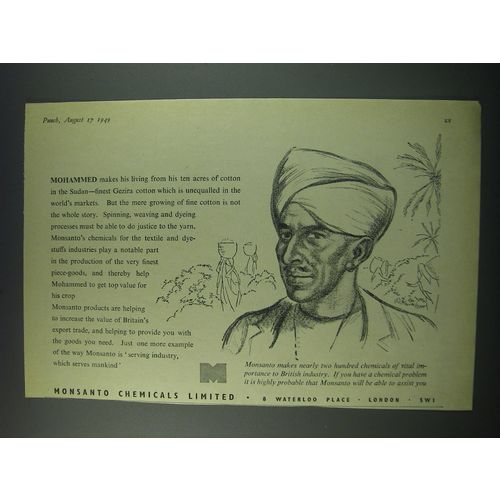 1949 Monsanto Chemicals Ad - Mohammed makes his living from his ten acres