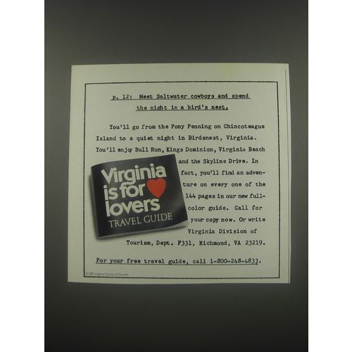 1991 Virginia Tourism Ad - p. 12: Meet Saltwater cowboys and spend the night in