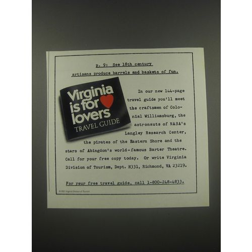 1991 Virginia Tourism Ad - p. 9: See 18th century artisans produce barrels and b