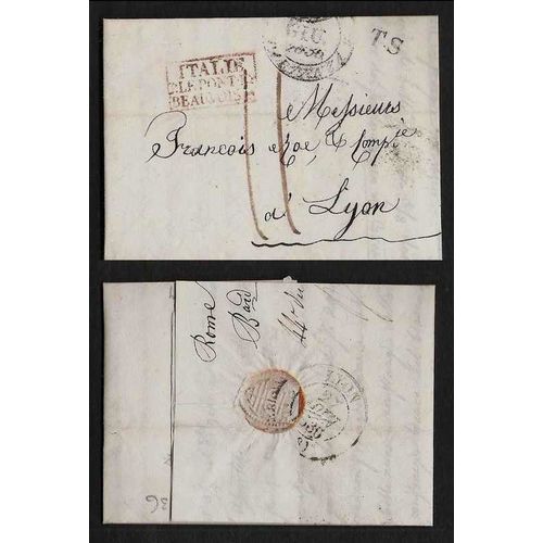 Italy Stampless 1836 Rome to Lyon