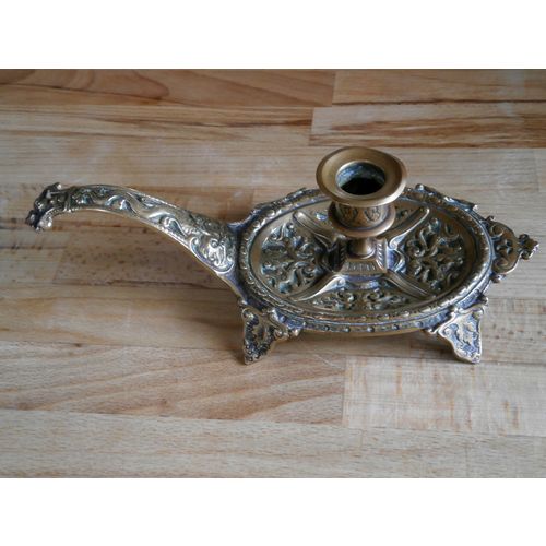 Beautiful Vintage Base Metal & Brass Chamber Stick Candle Holder