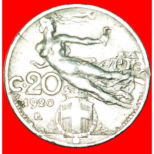 Ⰶ FLYING TORCH (1907-1935): ITALY ★ 20 CENTESIMOS 1920R! LOW START ★ NO RESERVE!