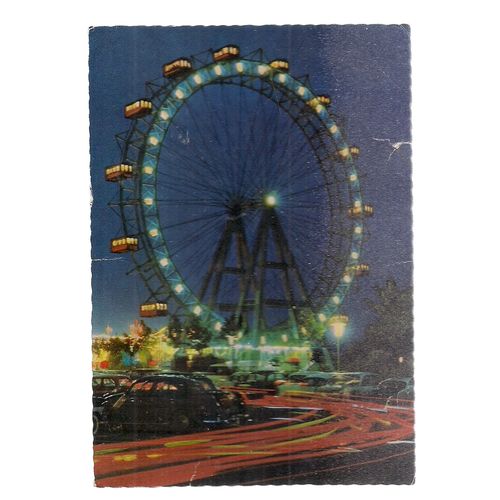 BIG WHEEL, PRATER, WIEN, AUSTRIA used vintage postcard 1972 postmark.. Vienna #