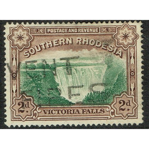 Southern Rhodesia 1932 Victoria Falls 2d Green and Chocolate SG29 GU