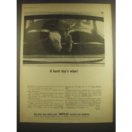 1965 Triplex Heated Rear Windows Ad - A hard day's wipe