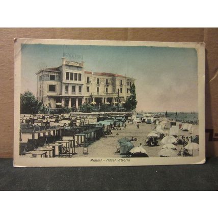 HOTEL VITTORIA , RIMINI, ITALY used postcard 1956 pm =