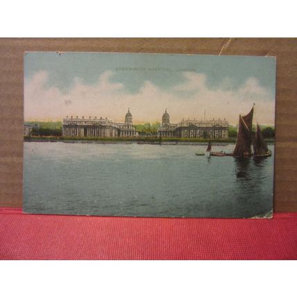 GREENWICH HOSPITAL, LONDON used antique postcard 1907 pm =