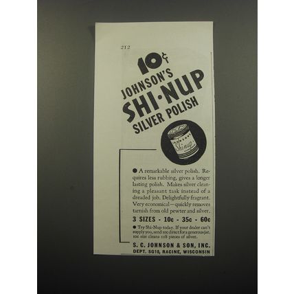 1933 S.C. Johnson Shi-Nup Silver Polish Advertisement