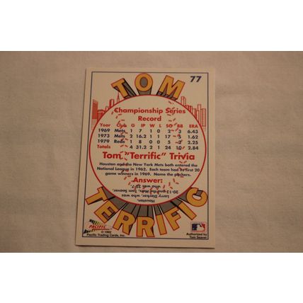 Tom Seaver 1992 Pacific TOM TERRIFIC N0. 77 CHAMPIONSHIP SERIES 2.84 ERA