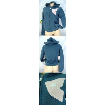 New Junior Womens Large Famous Stars Smoke Navy Zip Fleece Hoody Jacket