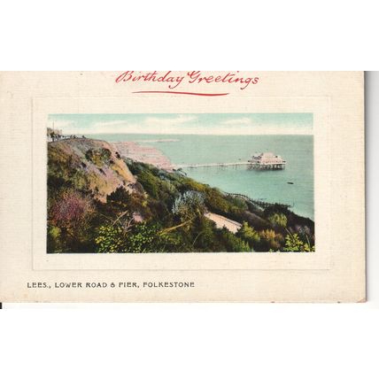 Antique GB Postcard c1907 - Lees, Lower Road & Pier, Folkestone, Kent