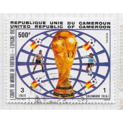 CAMEROUN CAMEROONS 1982 WORLD CUP JULES RIMET TROPHY FOOTBALL SPORTS WINNER USED