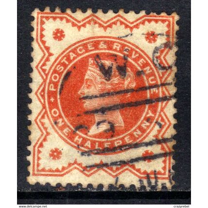 GB 1887 QV 1/2d Vermilion used SG 197 ( R723 )