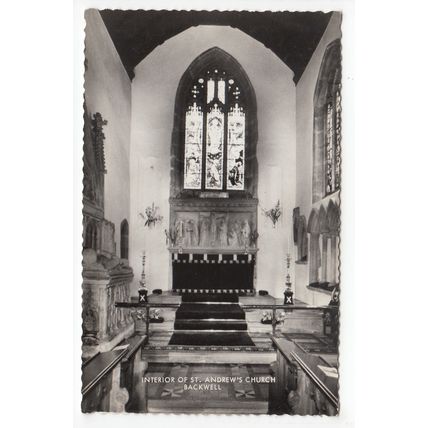 Interior of St Andrew's Church Backwell Postcard RP Somerset
