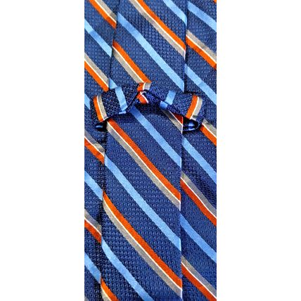Cremieux Men's Multi Striped Navy Rust Gold 100% Silk Neck Tie Rare Design