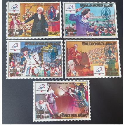 Madagascar 1989 / 1993 Mi. 1552 - 1556 Blue Surchargé Révolution Française 1789