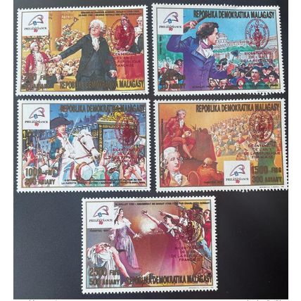 Madagascar 1989 / 1993 Mi. 1552 - 1556 Red Surchargé Révolution Française 1789
