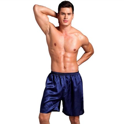 Men Satin Shorts Boxer Loose Fit Pajamas Trunks Sleepwear Underwear Pants