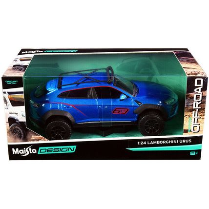 Lamborghini Urus #63 with Roof Rack Blue Metallic "Off-Road" Series 1/24 Diec...