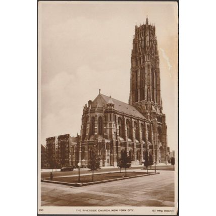 The Riverside Church, New York City, c.1920s - UPRC RPPC